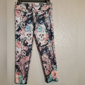 Evolution And Creation Leggings Size Medium Skulls Floral